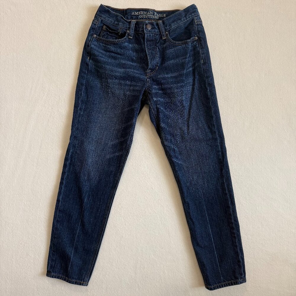 American Eagle Jeans Womens 4 Blue Vintage Hi-Rise Straight Button Fly Cotton